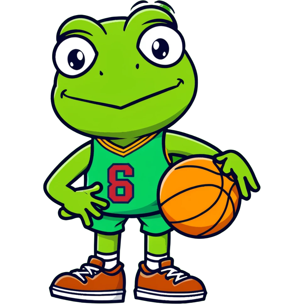 Kermit the Frog wearing a Cleveland Cavaliers #8 basketball jersey, cartoon style emoji