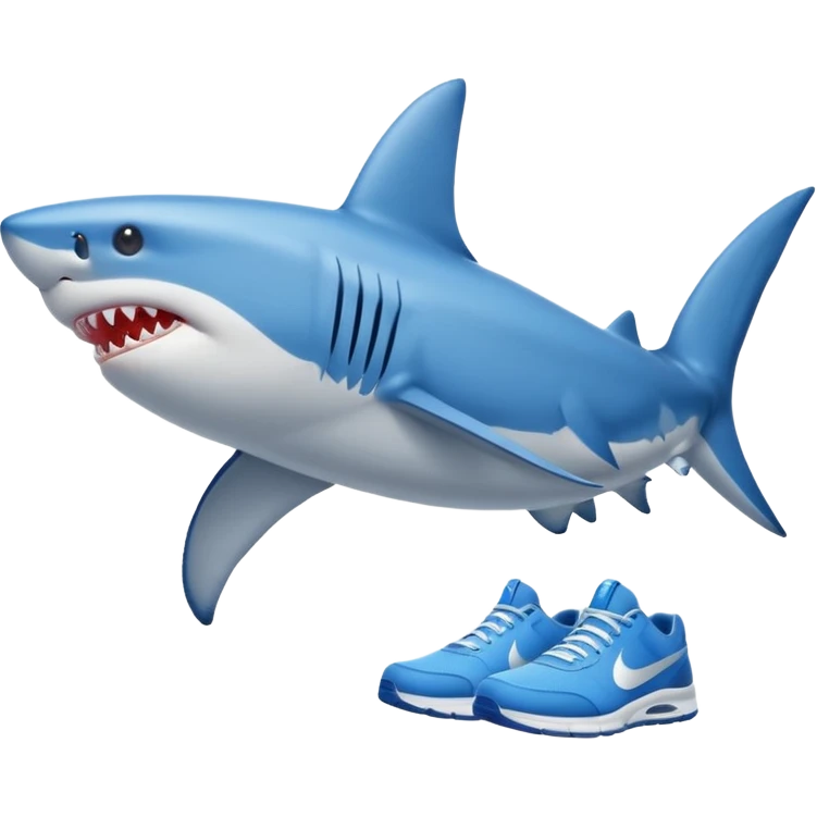 Shark with nikes blue emoji
