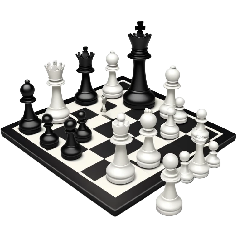 A chessboard with a few strategically placed pieces, including a king, queen, and pawns. The scene highlights the classic black and white squares of the board, emphasizing strategy and thoughtfulness in the game of chess. emoji