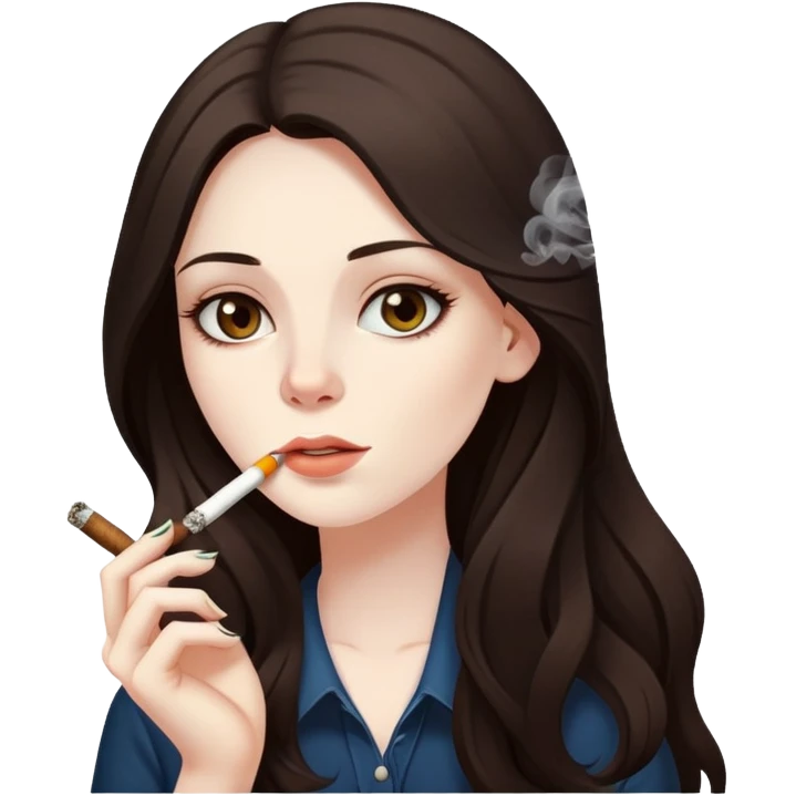 girl with long dark brown hair and pale skin smoking weed  emoji