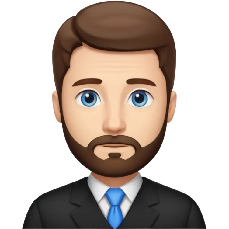 Man lawyer with blue eyes and short brown hair y barba emoji