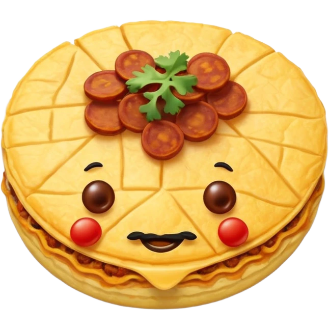 Mexican omelette with a hash brown and chorizo coming out of it  emoji