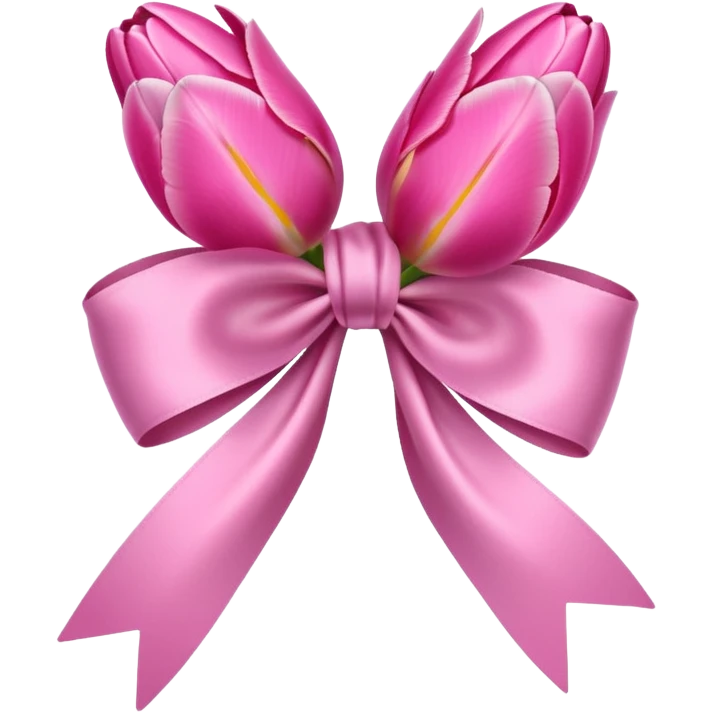 Pink tulips with a bow emoji