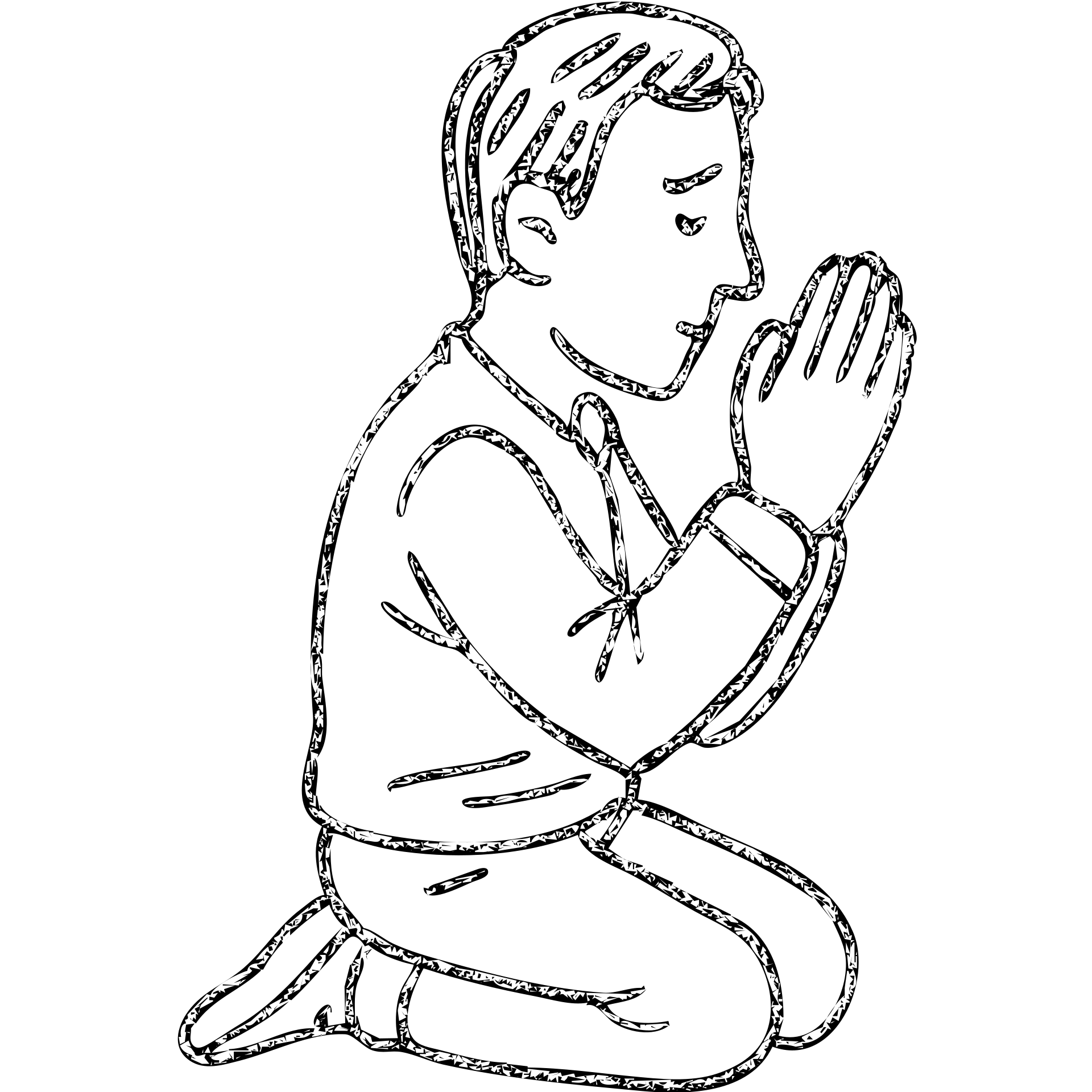 hand-drawn outlined icon of a man praying emoji