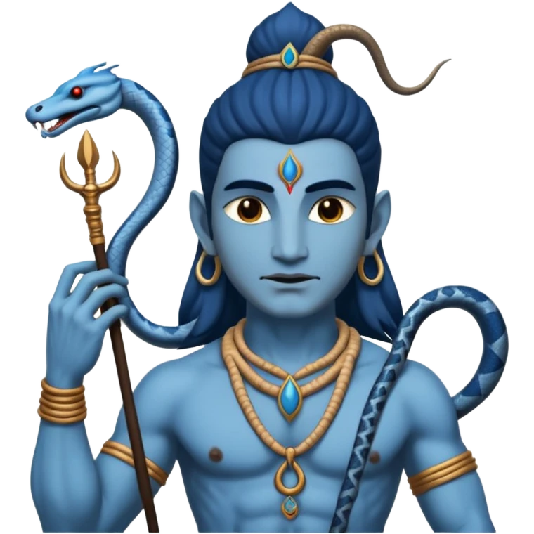 Mahadev real god  shiv not like cartoon  blue body and trishul and and had damru and nack around sanke  emoji