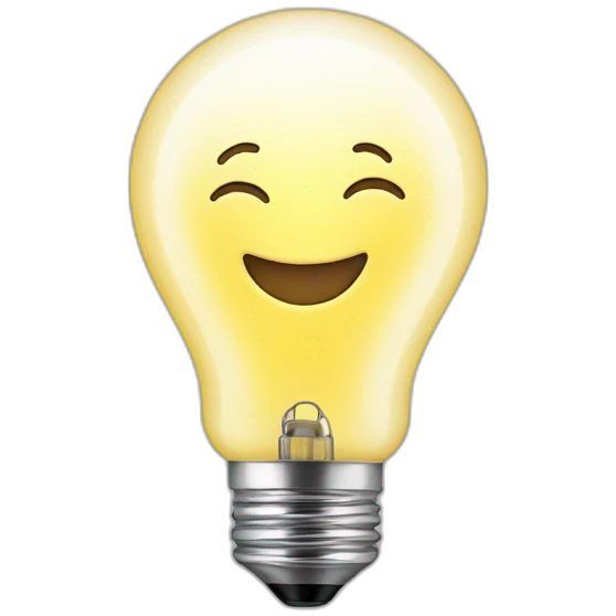 A light bulb that smiles  emoji