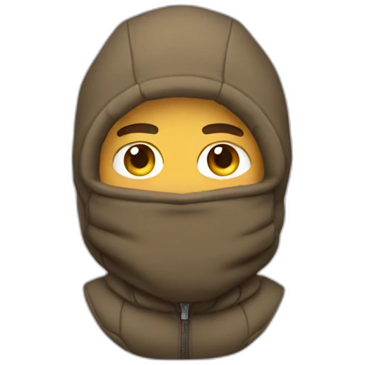 guy with a tan  balaclava with bear ears and puffer jacket  emoji
