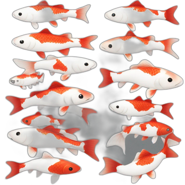 Emoji red and white and black koi emoji
