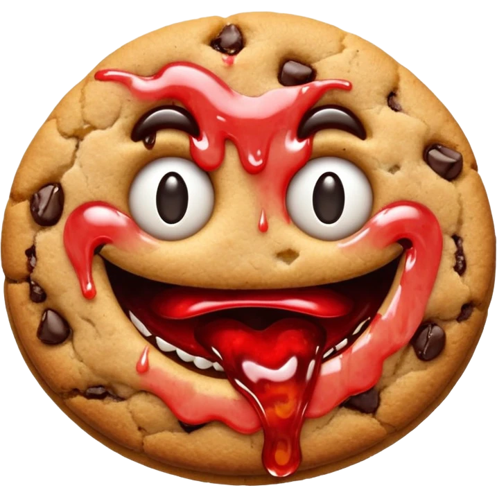 make me a cookie smiley creepy with jam coming out of its mouth  emoji