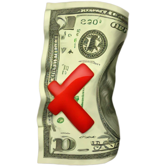 Cash with a red X covering it emoji