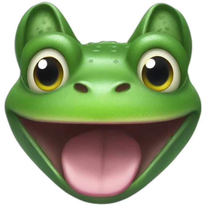 A frog in à cat mouth emoji
