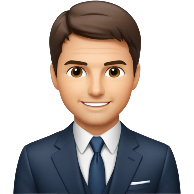 Illustrate Tom Cruise in a suit with sharp look & short hair. emoji
