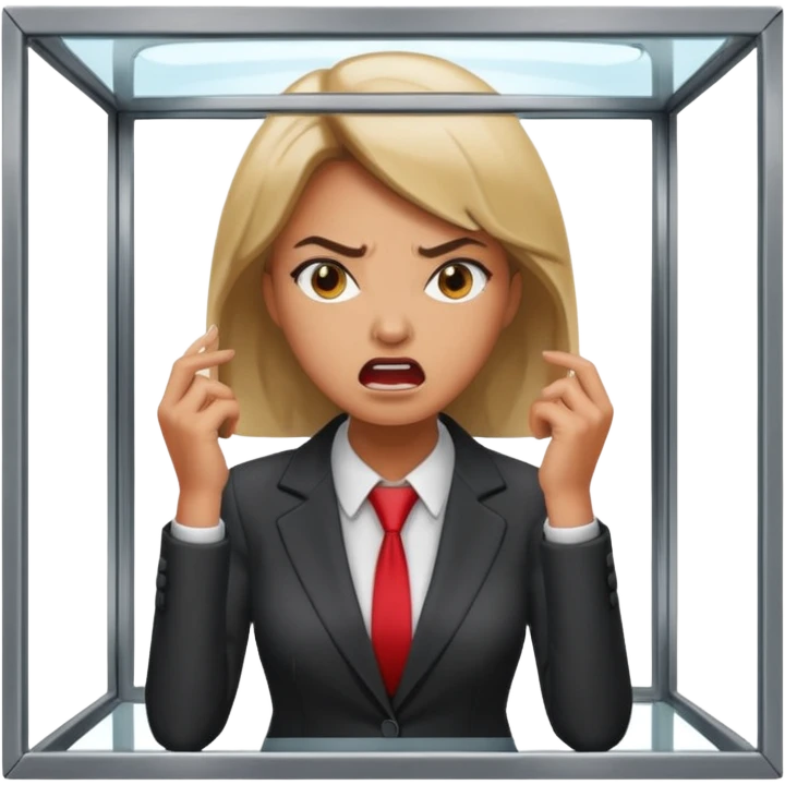Telephone booth with angry woman inside emoji