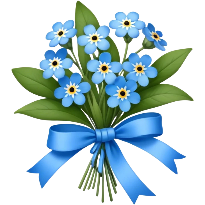 "A small bouquet of forget-me-not flowers tied with a delicate blue ribbon, romantic and nostalgic." emoji