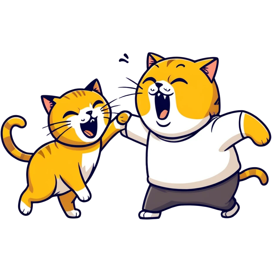 golden cat ￼ yelling at old blind man ￼ emoji