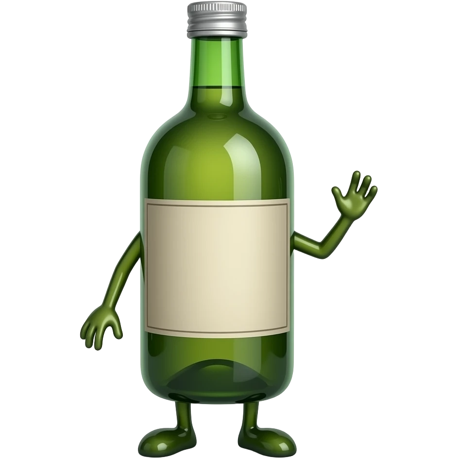 A bottle with legs without arms emoji