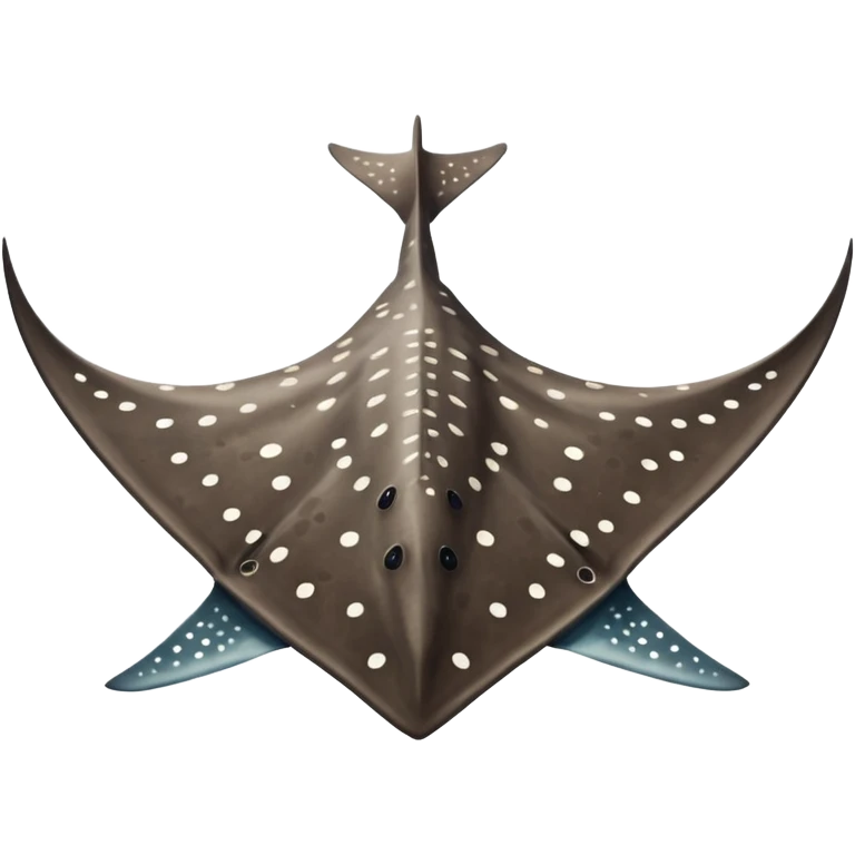 Spotted eagle sting ray with wide wingspan and long spike sting tail at posterior end viewed from above emoji