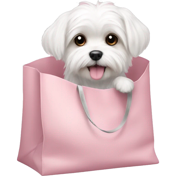 Maltese dog in a light pink bag emoji