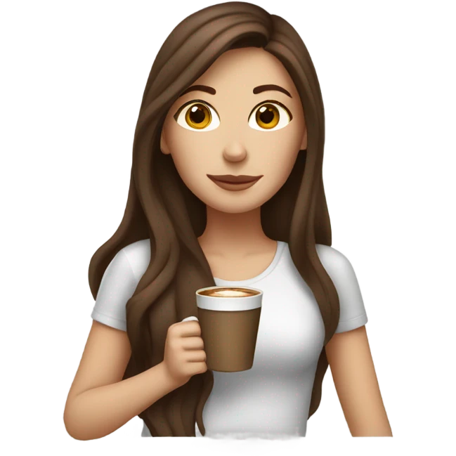 White girl with long brown hair drinking coffee  emoji