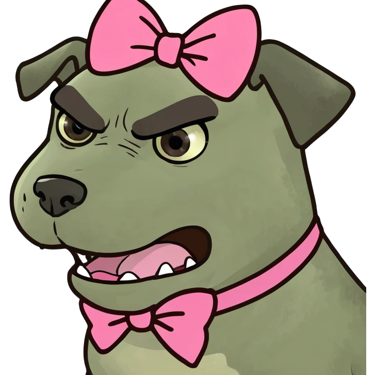 angry dog with pink bow emoji