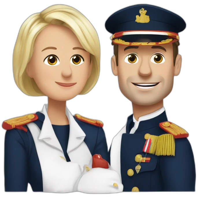 Marine lepen avec Emmanuel Macron emoji