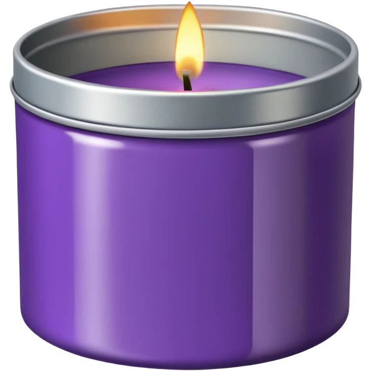 purple candle tin with decorative label emoji
