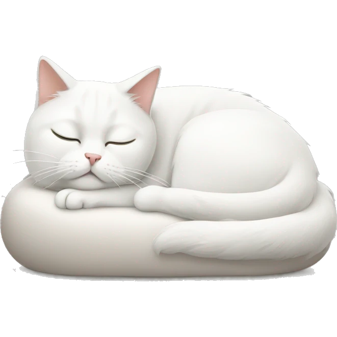 a white cat taking a nap emoji