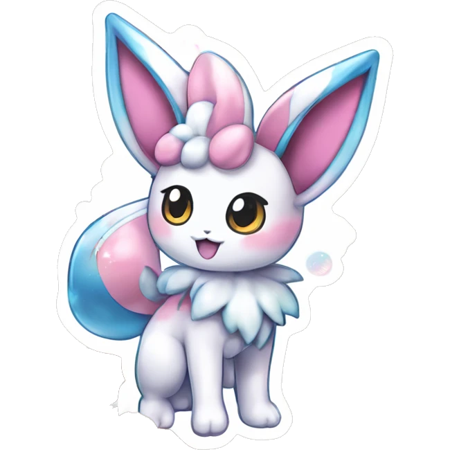 Kawaii Gorgeous Beautiful Shiny Sparkly Sylveon-Pokémon full body sticker emoji