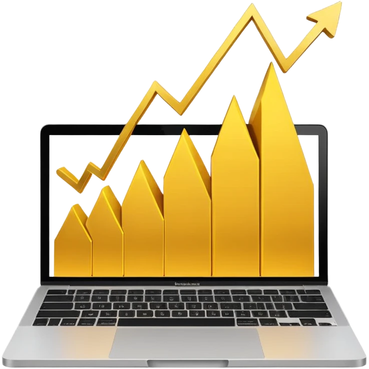 golden increasing chart on mac book screen emoji