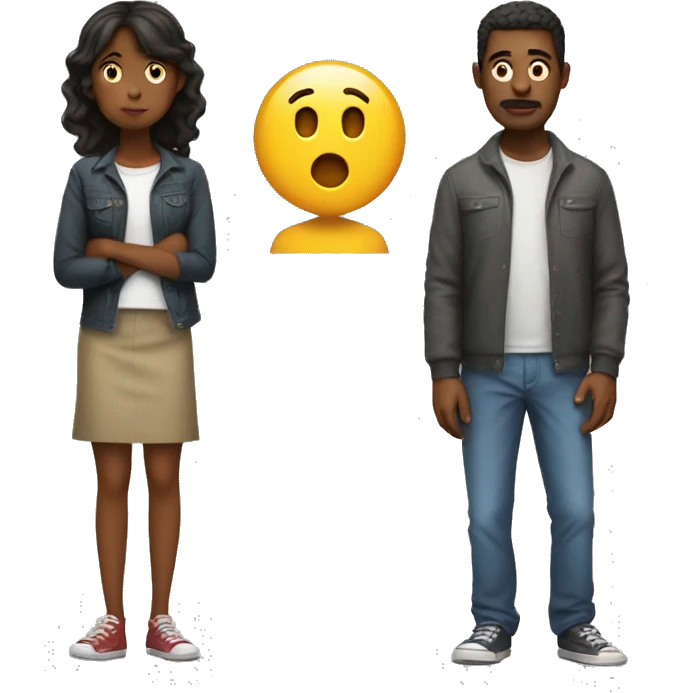 2 people, one man and a girl, full body, they're having an argument face to facee emoji
