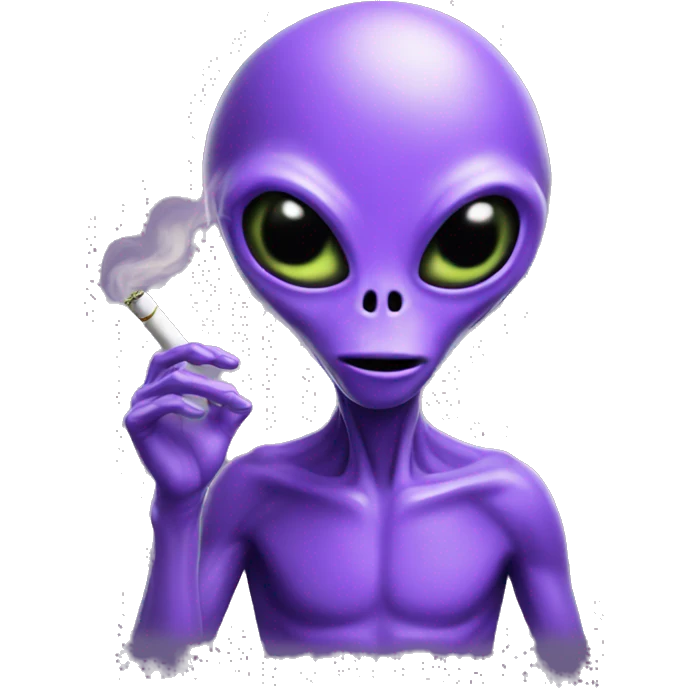 Purple alien with a spliff  emoji