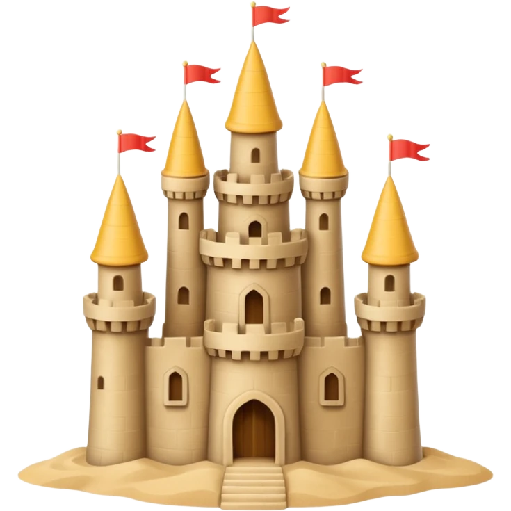Classic tower sand castle – simple with 4 turrets and a central keep emoji