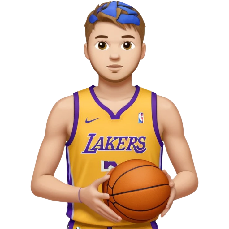 Luka doncic in Lakers uniform with basketball emoji