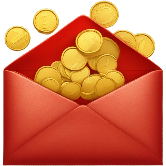 Red envelope containing gold emoji
