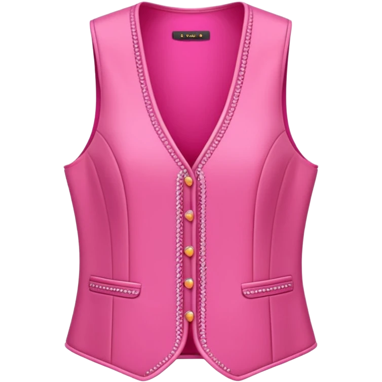 a stylish women’s vest, sleeveless, elegant and decorative design, in a bright pink color with small cute details, feminine and fancy look, no background, ONLY VEST emoji