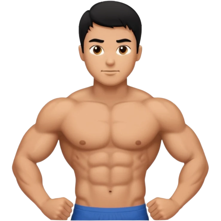 hid hair was black and body type six pack no t-shirt emoji