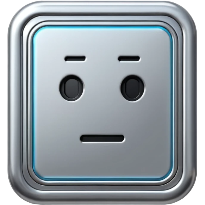 A futuristic microchip emoji made of polished silver chrome, minimal circuit details, smooth metallic surface, soft lighting, iOS emoji style, centered, clean white background emoji