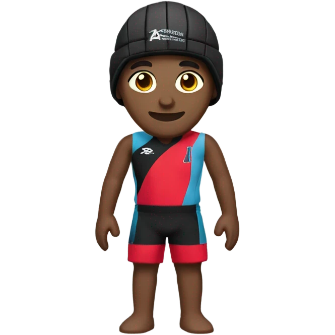 Waterpolo player with black water polo cap and red water polo trunks  emoji