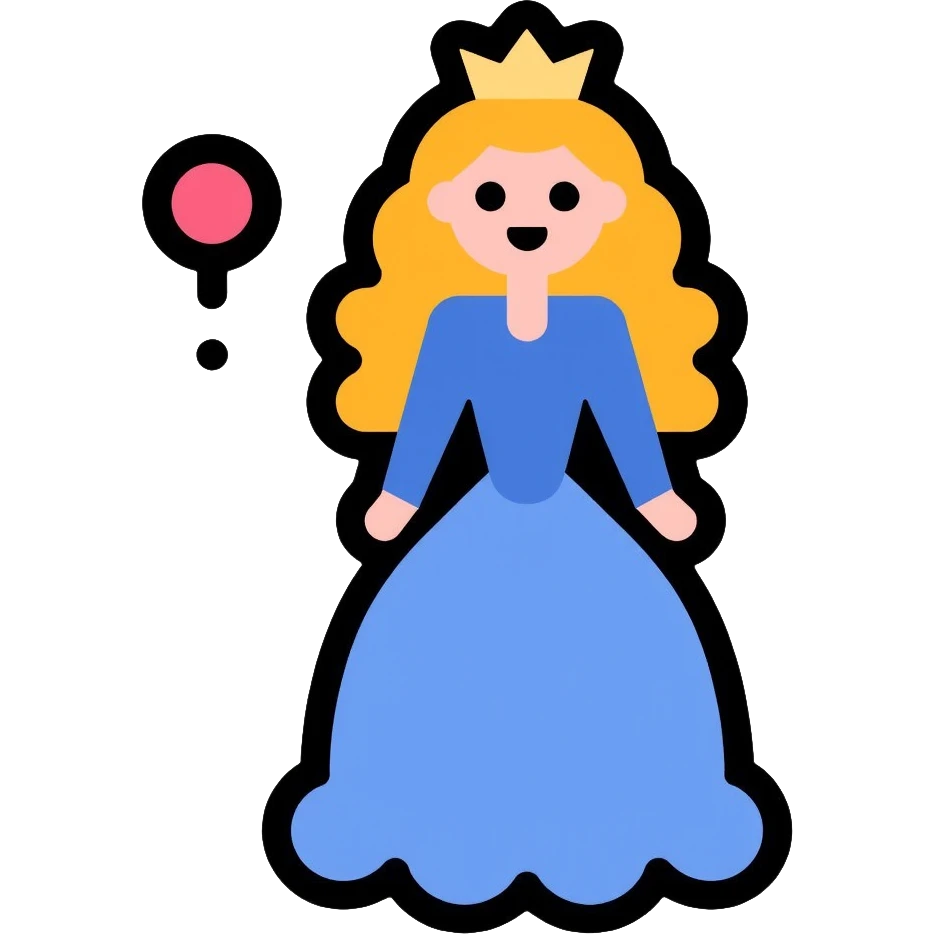 Glinda the Good Witch, blonde hair, blue dress, crown, and bubble emoji