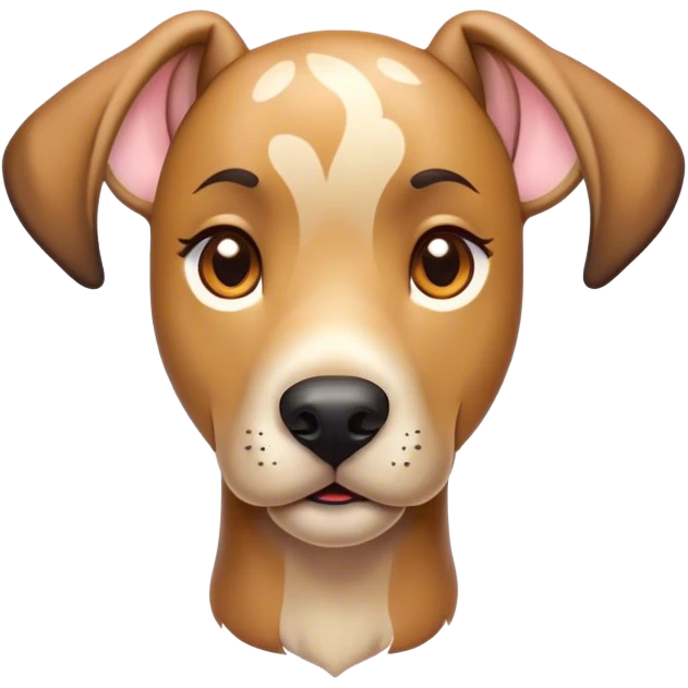Cinematic Cute Fawn Great Dane Portrait Emoji, Head tilted playfully and inquisitively, showcasing a glossy fawn Fur with a subtle luster, round, sparkling amber eyes filled with curiosity, Simplified yet irresistibly adorable features, highly detailed, glowing with a warm, friendly glow, high shine, affectionate and gentle, stylized with a touch of whimsy, bright and endearing, soft glowing outline, capturing the essence of a mischievous yet loving pup, so playful it feels like it could lumber out of the screen and into your arms! emoji