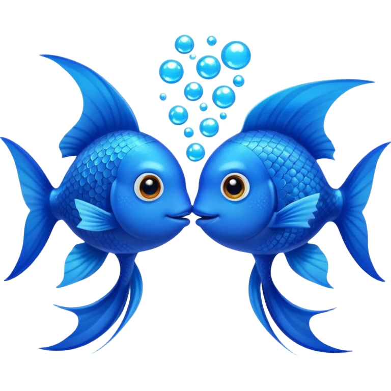 two cute blue fishes kissing emoji