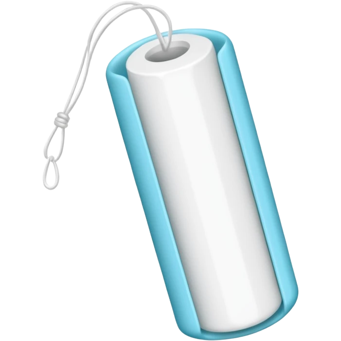 a white tampon with ridges and a string attached to the bottom emoji