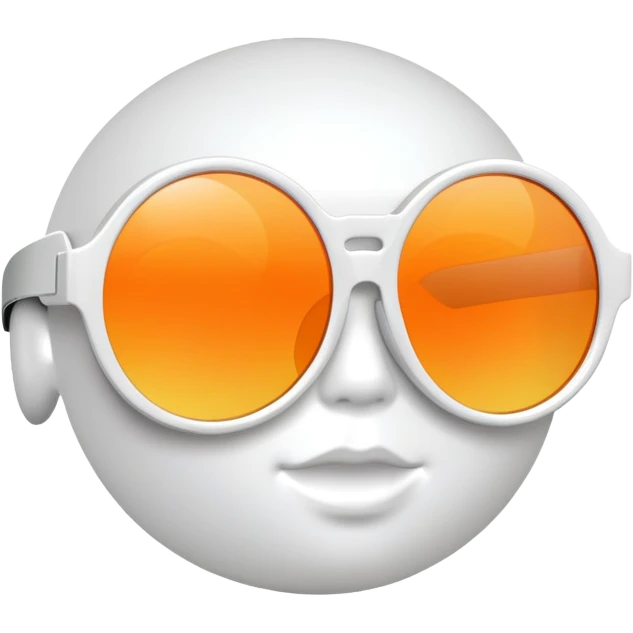 oversized round sunglasses with orange tinted lenses and thick white frames, 70s disco style emoji