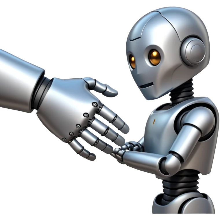 Handshake - Symbolizes agreement, collaboration, or friendship, Robot and human emoji