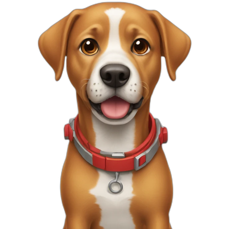 A dog’s red rocket emoji