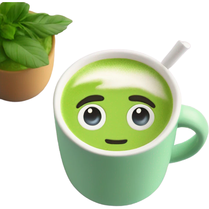 Matcha latte in pastel mug emoji