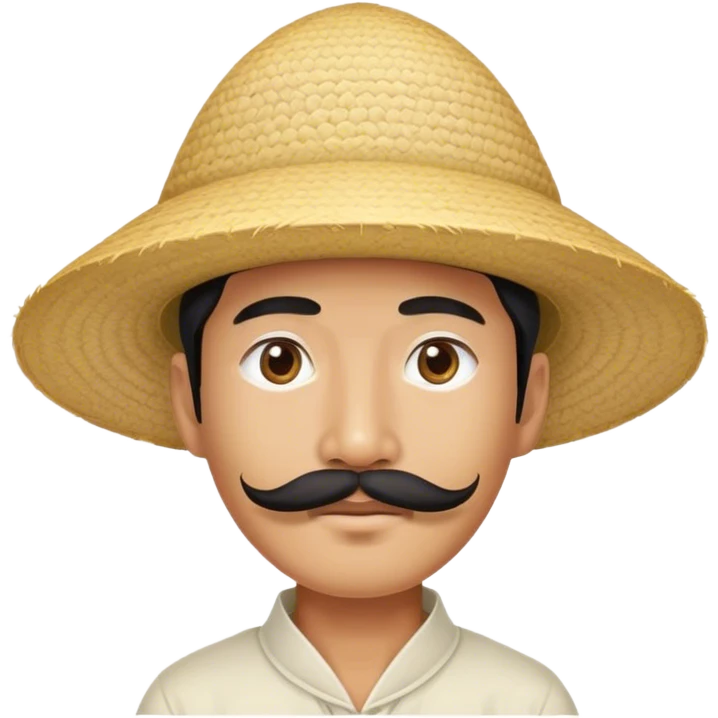 Extremely stereotypical Asian wearing a rice hat with a super long mustache  emoji