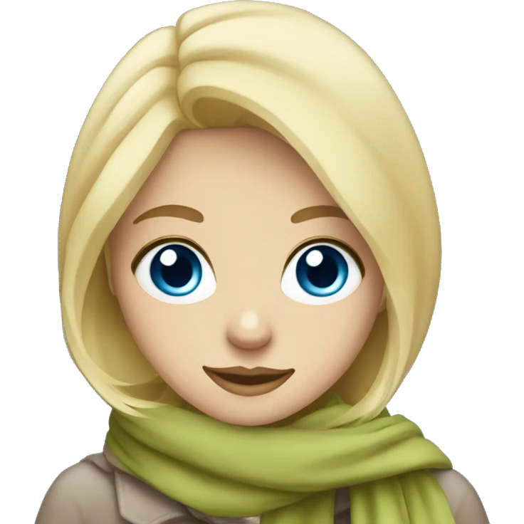 Blonde girl blue eyes with scarf on emoji