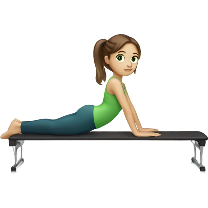 girl with brown hair green eyes doing pilates emoji