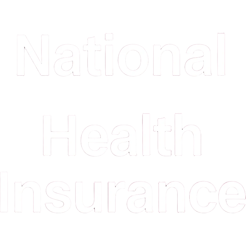 TEXT National Health Insurance and light pale pink emoji